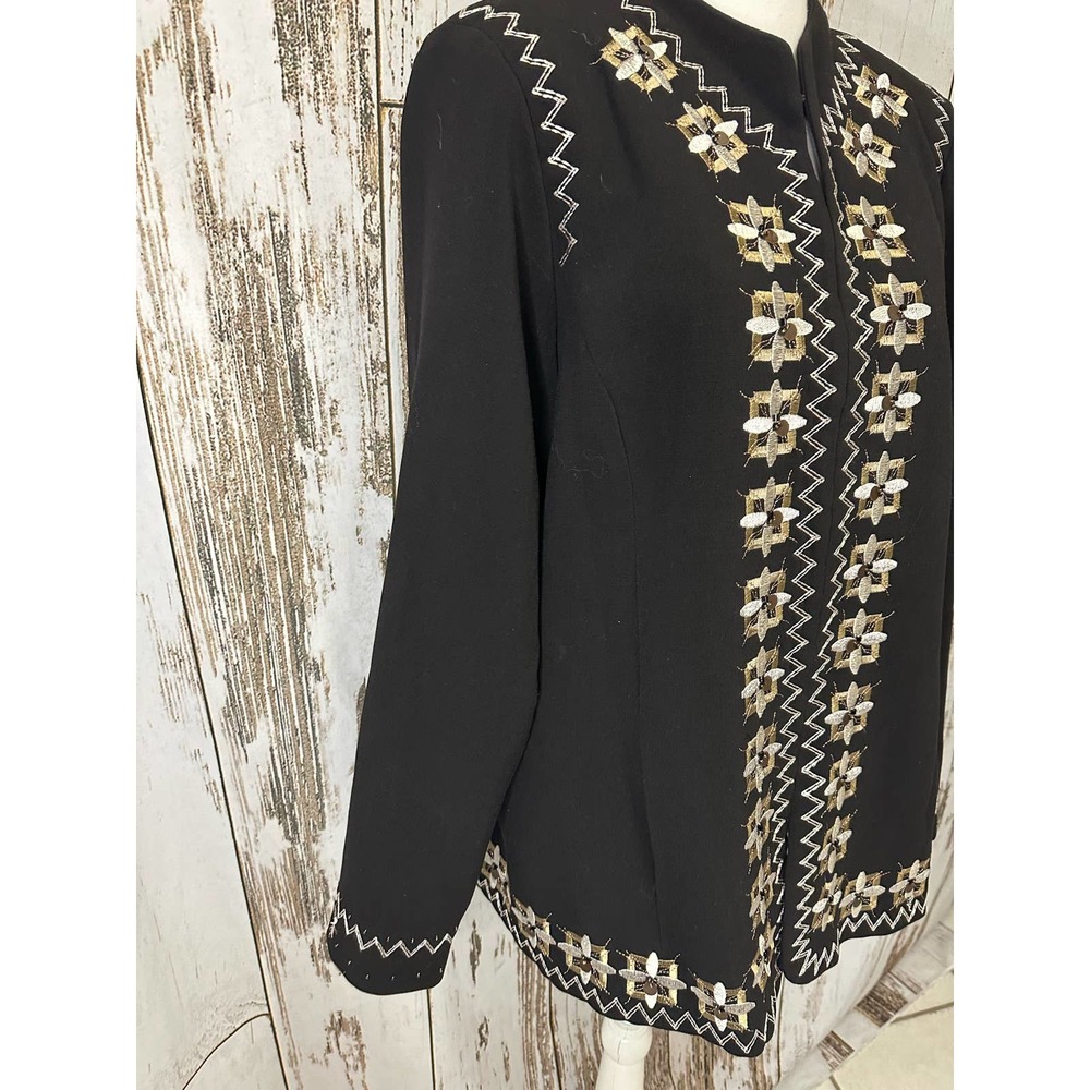 Simonton Says by George Simonton Black/White/Tan Embroidered Jacket - Picture 3 of 5